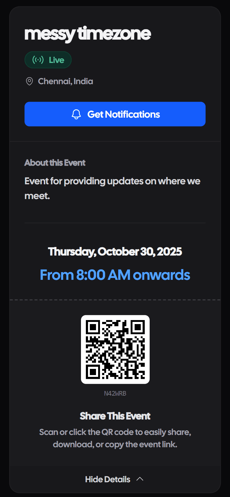 Attendee live feed on a mobile phone