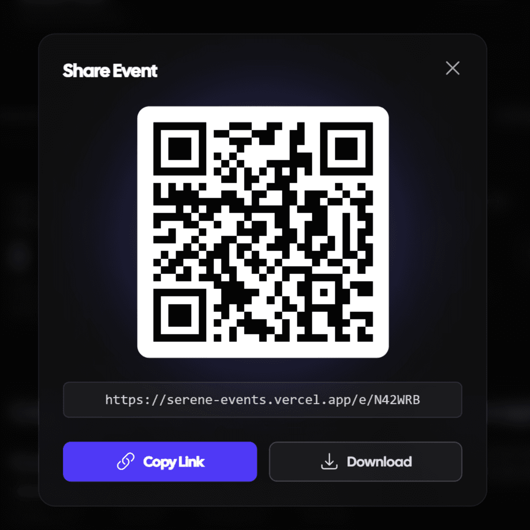 QR code generation and sharing interface